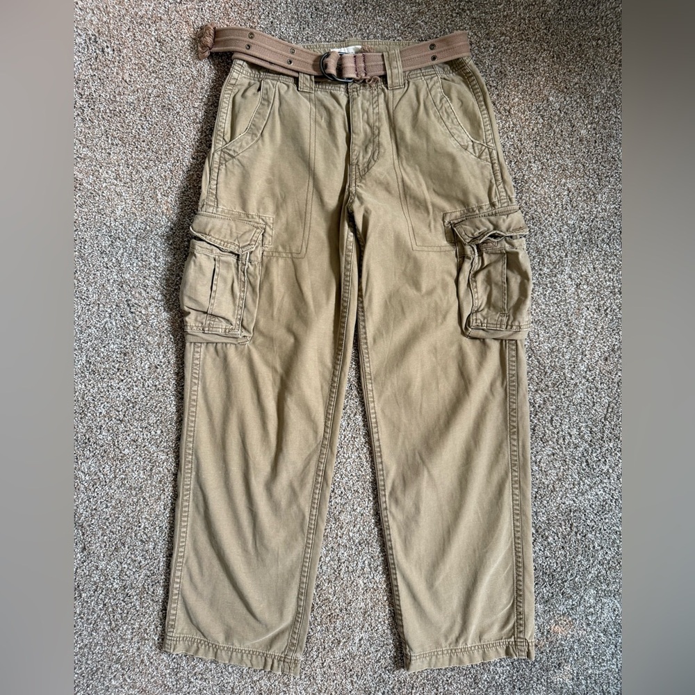 Relaxed Fit Baggy Skater Grunge Beige Unisex Cargo Pants Size 30 Waist